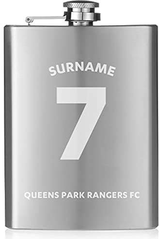 Personalised Shirt Design 8oz Hip Flask for Queens Park Rangers FC Fans, Supplied in Silk Lined Gift Box, Includes Funnel