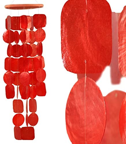 ART-CRAFT Capiz Muschel Kette Girlande rot als hänge Deko für Fenster oder deko Wohnzimmer Garten Dekoration Länge 70cm