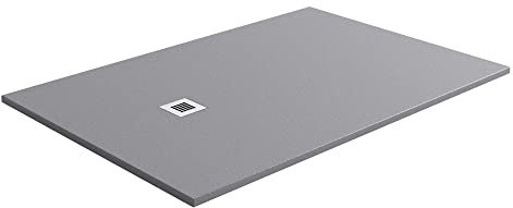 Go Bathrooms 1700 x 800mm Grey Slate Shower Tray Anti Slip Flat Stone Rectangle Shower Base for Enclosure Cubicle and Wetrooms Cut to Size