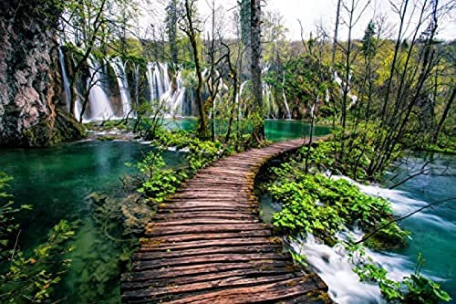 KESIMO Puzzle 1000 Teile Kroatien Parks Brücken Plitvicer Seen Naturfoto 70 * 50cm