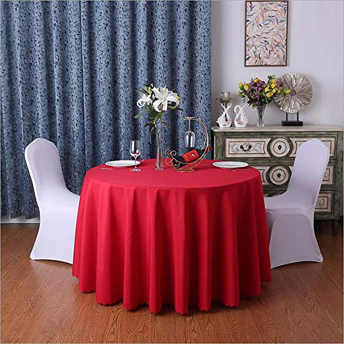 Lukery Tischdecke Abwaschbar Gartentischdecke, Tischdecke Rund Tischdecken Einfarbig Tischtuch Outdoor Indoor, Tisch Schutz für Geburtstag Hochzeit Festival (Durchmesser 260cm,Rot)