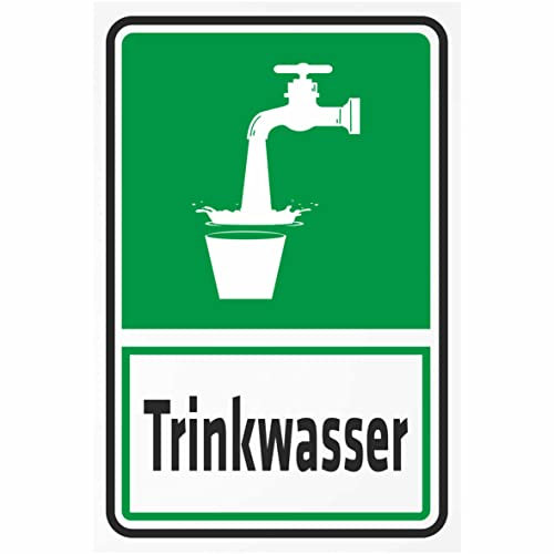 INDIGOS UG - Alu - Dibond Schilder 3mm - Sicherheit - Trinkwasser - 200x150 mm - Hotel, Firma, Schutz, KITA, Arzt, Praxis, Wohnung