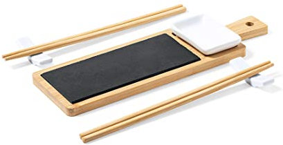 Kit Sushi Premium de 6 Piezas hechas de bamboo. Kit Sushi Completo para comer Sushi en Casa de bambo. Set de sushi Palillos, Cuenco de Cerámica. Regalo Ideal para Amantes de la Cocina Japonesa.