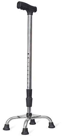 Leichter Gehstock für ältere Menschen mit 4 Beinen, rutschfester Basis, Krücken aus rostfreiem Stahl, höhenverstellbar, silberne Gehstöcke für ältere Männer, Frauen, Behinderte, Verletzte Interesting