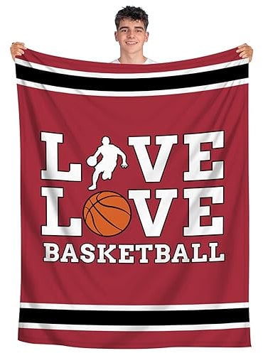 Shuwekk Basketballdecke für Jungen und Mädchen, Basketball-Geschenke für Männer, Teenager, Jungen, Geschenk für Basketball-Liebhaber, Team, Trainer, weiche Plüsch-Basketball-Überwurfdecken, coole
