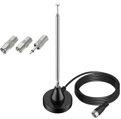 DAB UKW Radioantenne Digitale Teleskopantenne für den Innenbereich DAB FM Radio Antenne Stabantenne mit Magnetfuß 3 m Verlängerungskabel für Stereo Radioempfang Empfänger AV-Empfänger