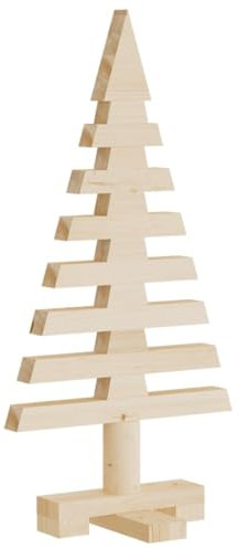vidaXL Weihnachtsbaum Holz zum Schmücken, Christbaum Tannenbaum Künstlich Platzsparend, DIY Dekoration, Weihnachtsschmuck Weihnachtsdeko, 60cm Massivholz Kiefer