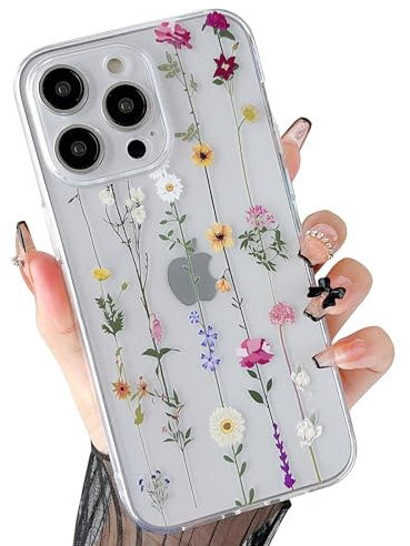 ZTOFERA Floral Case Compatible with iPhone 14 Pro (6.1) for Girls Women, Ultra Slim Flexible Soft Silicone Protective Phone Case with Cute Climbing Flowers Pattern Shockproof Bumper Cover, Clear