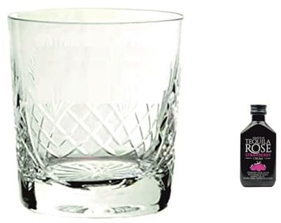 Trophy Store Personalised Engraved Crystal Cut Glass, with 50ml Miniature Teqila Rose in Silk Lined Gift Box