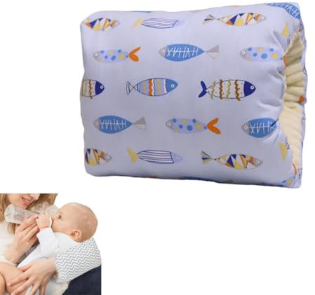 Hidetex Stillkissen aus 100% Baumwolle – Ergonomisches Mini-Armstützkissen für Stillen & Fläschchengeben, Hautfreundlich, Waschbar, Tragbar für Mütter (Fisch)
