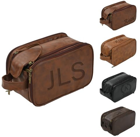 Trousse de Toilette Personnalisée en Cuir Pour Homme | Kit Dopp Imperméable | Cadeau de Garçon d'Honneur