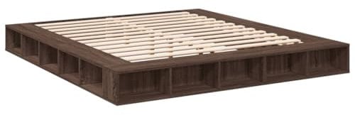 vidaXL Bettgestell, Bett mit Stauraum für Schlafzimmer, Bettrahmen mit Lattenrost, Schlafzimmerbett Doppelbett, Braun Eichen-Optik 180x200cm Holzwerkstoff