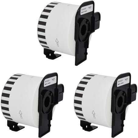 3 Rollen DK-22223 Endlos-Etiketten (50mm x 30,48m pro Rolle) Schwarz auf Weiß, Kompatibel mit Brother QL-Druckern, Thermopapier für klare Versandlabels, Adressetiketten, Bilder und Barcodes