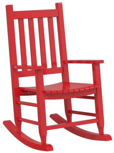 vidaXL Schaukelstuhl für Kinder Rot Massivholz Pappel, Gartenstuhl, Outdoor Stuhl, Outdoor Schaukelstuhl, Terrassenstuhl, Garten Schaukelstuhl