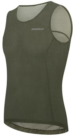 BERGRISAR Mesh Cycling Base Layer Men Sleeveless Cycling Vest Anti-Sweat Quick Dry Bike Running Gym Undershirt Olive-Green XX-Large