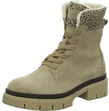 Tamaris Damen Stiefel Leder Blockabsatz TOUCH-IT Technologie; BEIGE/LEOPARD, EU 38