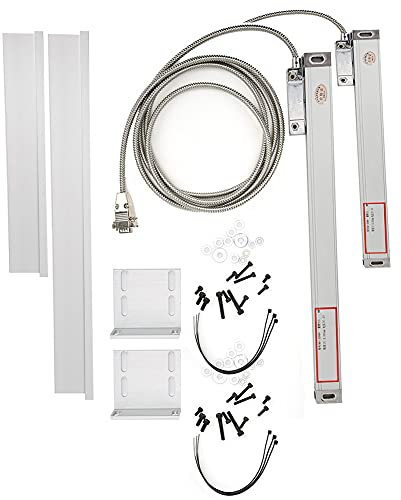 LOCADENCE 2 Stück Linearmaßstab, 100 mm 350 mm Hub Linearmaßstab JCS900 2AE Digitalanzeige Linearmaßstab aus Aluminiumlegierung mit Montagezubehör für Fräsdrehmaschine