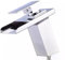 LED Wasserfall Wasserhahn 3 Farbewechsel Waschtischarmatur mit Temperatursensor Wasserhahn Bad Waschbecken Einhandmischer Waschtisch Armatur Wasserfall für Badezimmer Küche, Silber