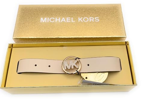 Michael Kors Gürtel I Damen I Echtes Leder I Größe L/XL I 3,0 cm breit I Cream I Ledergürtel I MK Schnalle I Women Belt 8769