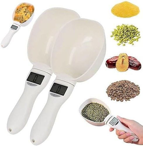 Electronic Measuring Spoon with LCD Screen, 2025 New Digital Measuring Spoon, 800g / 0.1g High Precision Food Measuring Scoop Scale with Measuring Spoons for Food, Coffee,Spices, Dog Cat Food (2PCS)