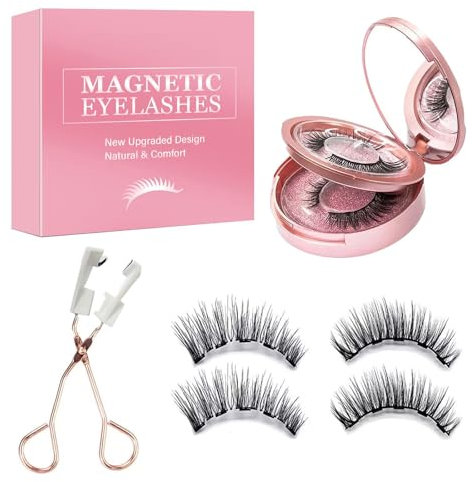 Magnet-Wimpern-Natürlicher-Look, Doppelte Magnetische Falsche Wimpern ohne Eyeliner mit Applikator ohne Kleber, Leicht zu Bedienen, Komfort