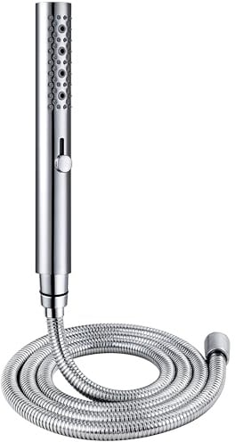 Hardivalue 3-Funktions-Handbrause aus Ganzmetall | Mit Massagefunktion, Druckschalter, Anti-Kalk-Silikondüsen und 1,6 m Edelstahl-Duschschlauch, Chrom