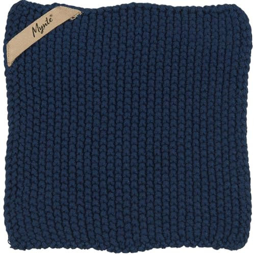 LS-LebenStil Vintage Topflappen 22cm Midnight Blau Mynte Gestrickt 100% Baumwolle Oeko-TEX 100 Kochlappen Topfuntersetzer Dänish Design by Ib Laursen auch für Gastro und Restaurants