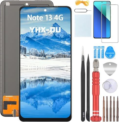 YHX-OU Nero LCD Schermo per Xiaomi Redmi Note 13 4G LCD Display Touch Screen Digitizer Ricambio Assembly con Utensili Inclusi E Vetro Temperato