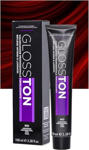 Glosston, Colorazione Professionale Tonalizzante ad Effetto Illuminante, Colore Capelli 0.66 Rosso Intenso, Adatto ai Capelli Naturali e Colorati, Con Olio d'Argan, Senza Ammoniaca, 100ml