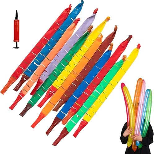 100 Pack Rocket Balloons, Rocket Balloons with Pump, Colorful Long Flying Balloon W/Whistling Noise, Outdoor Decoration Toys for Birthdays, Events, Festival, Party (100)