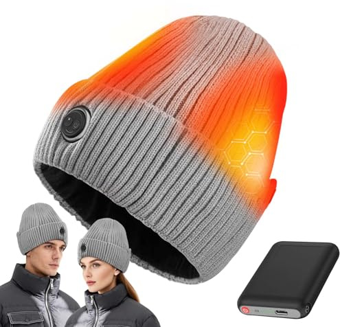 Electric Heated Hat with 3 Heat Levels, 5000mAh Rechargeable Battery Heated Beanies for Winter Outdoors, Thermal Head Warmer for Men & Women, Ideal for Walking, Cycling, Hiking, Skiing