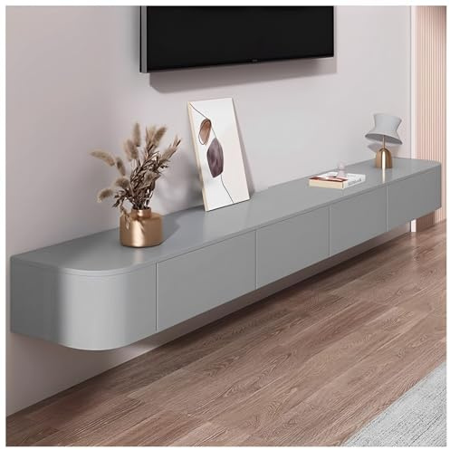 FHSLKXIM Meuble TV Mural, Meuble TV Flottant avec Tiroir Et Étagères Flottantes, Console Multimédia De Divertissement, Grand Meuble De Rangement pour Salon Et Bureau, D, 160 X 24 X 20 Cm