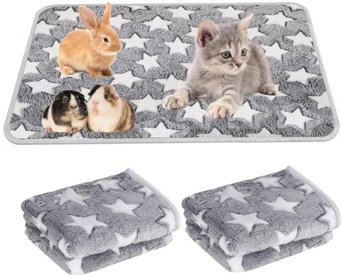 UCFBWO 3 Stück Saugfähige Waschbare PIPI Pads für Meerschweinchen Unterlage | 60 x 40 cm Wiederverwendbare Wasserdichte Decken Kleintiermatten Hundedecke für Kaninchen, Hamster, Welpen Käfig, Auto & Sofa