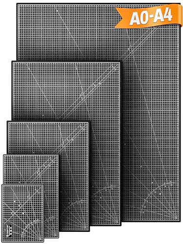 CRAFTUS Schneidematte A2 in Schwarz-Grau - Schneideunterlage 45x60cm | Bastelunterlage selbstheilend speziell für Rollschneider - Cutting Mat mit 5-lagigem Schnittschutzkern und Präzisionsraster