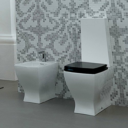 Vaso Monoblocco completo di tavoletta + Bidet modello Jazz in Ceramica Bianca