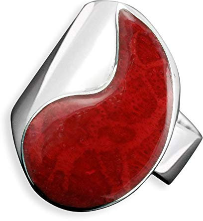 Island Piercings Edler 925er Silber Ring roter Stein Silberring Design Handarbeit SR140