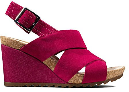 Clarks Flex Sand, Sandali con Cinturino alla Caviglia Donna, Rosa (Fuchsia Suede Fuchsia Suede), 38 EU