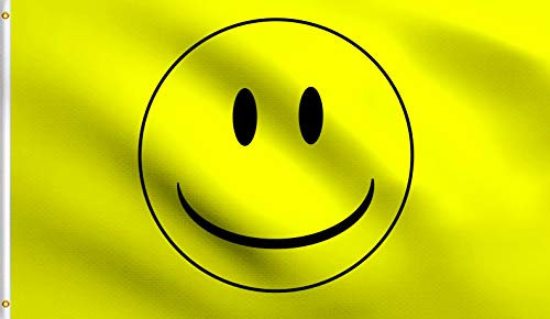 DMSE Smiley-Flagge mit gelbem Smiley-Gesicht, 90 x 152 cm, 100 % Polyester, 100 D-Flagge, UV-beständig 4' X 6' Ft Foot 4' X 6' Ft Foot