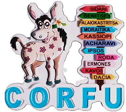3D-Kühlschrankmagnet, Straßenschild, Korfu, Griechenland, Touristen-Souvenir, Geschenkkollektion, Heim- und Küchendekoration, Magnetaufkleber, Kühlschrankmagnet
