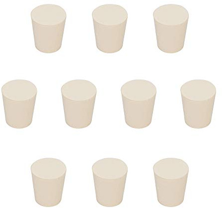 StonyLab Solid Rubber Stoppers, 10-Pack 3# - 17mm x 23mm x 26mm - White Tapered Lab Seal Rubber Stoppers