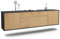 Dekati Lowboard Aurora hängend (180x49x35cm) Korpus anthrazit matt - Front Holz-Design Eiche - Push to Open
