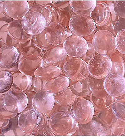 mesbilles - 500 GR Rose Léger Loupe 120 Billes Plates - Galet en Verre 20 mm Cailloux en Verre décoratifs