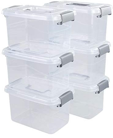 Vcansay 5 L Plastic Storage Boxes with Lids and Handles, 6 Packs