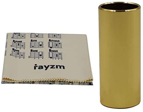 Rayzm Gitarre Slide & Reinigungstuch für Musikinstrument, Bottleneck Gitarre, Gitarre Steel Slide, 6 * 2.1cm (L*ID) Finger Knuckle Gitarrensaitenrutsche