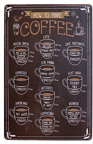 Hioni How To Make Coffee Vintage Metal Wall Sign Tin Plaque Wall Decoration (Coffee)
