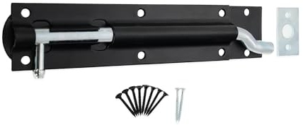 Garden Gate Shed Door Cranked Necked Tower Barrel Bolt Catch Black 4 6 8 (203mm 8 Inch Bolt)