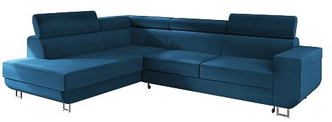Ecksofa mit Schlaffunktion und Bettkasten Fonti, Eckcouch für Wohnzimmer, Einstellbare Kopfstützen, Sofa des Typs L, Bettfunktion, Wohnlandschaft (Manila 26, Seite: Links)