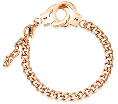Yifnny Handschellen Armband, Mini Handschellenarmband Edelstahl Fußkettchen Freundschaftserklärung Kubanische Handschellen Fußkettchen für Damen Herren Fußkette Schmuck (Damen-Roségold)