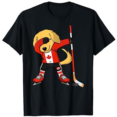 Dabbing Golden Retriever Maillot de sport pour fans de hockey sur glace T-Shirt