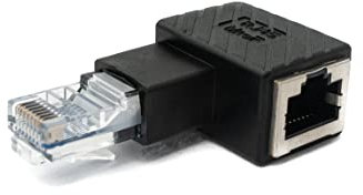 System-S LAN Adapter RJ45 Stecker zu Buchse Winkel Ethernetadapter Kabel in Schwarz